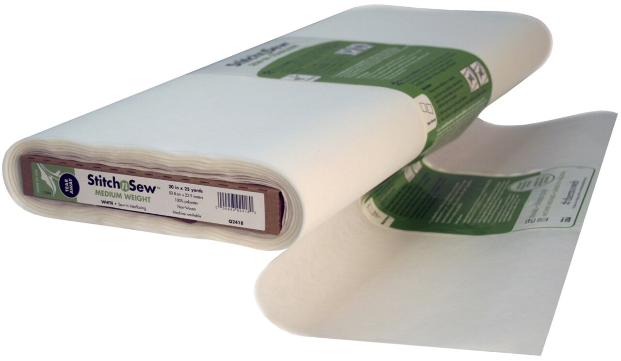 Thermoweb StitchnSew Non-Woven Mediumweight Tear-Away, White, 20 inches x 25 yards